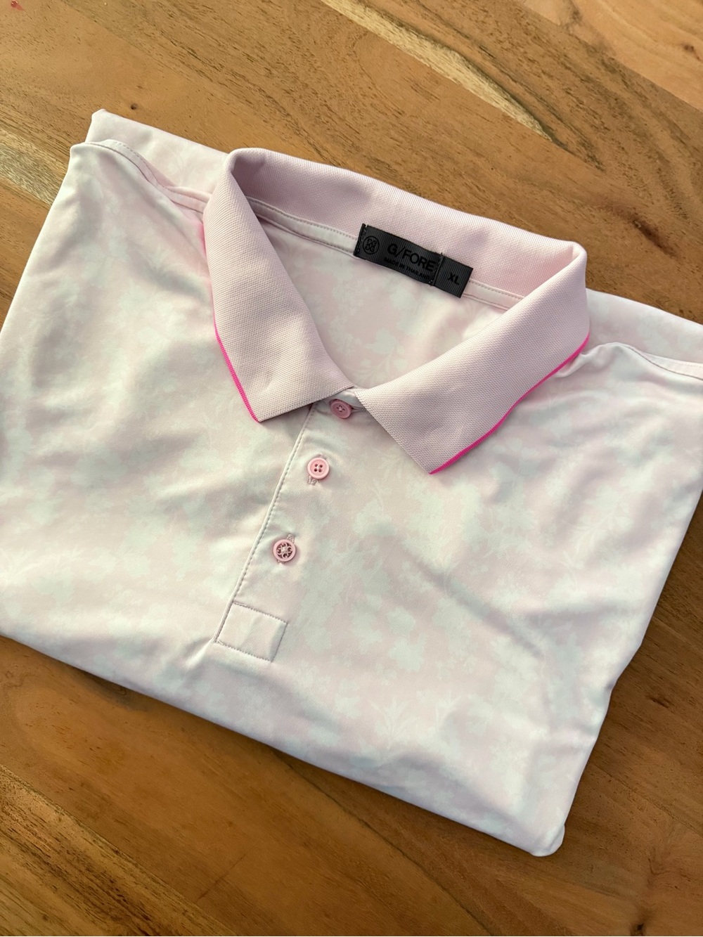 G/FORE Pink Polo Shirt with Subtle Floral Print